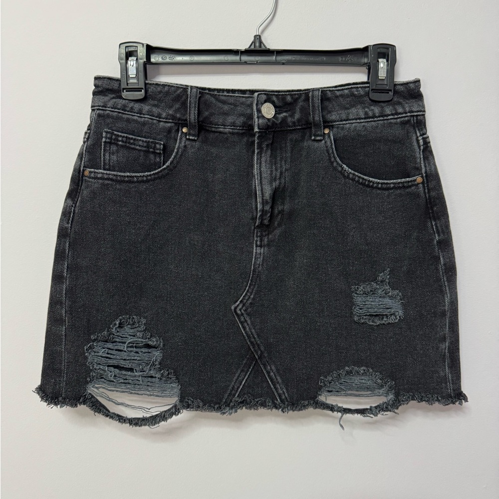 PacSun Charcoal Distressed Mini Skirt